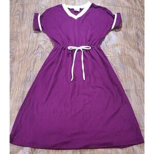 Vintage JC Penney Jr Hi 70's Dress Womens SM Jersey V-neck Summer Dress Purple